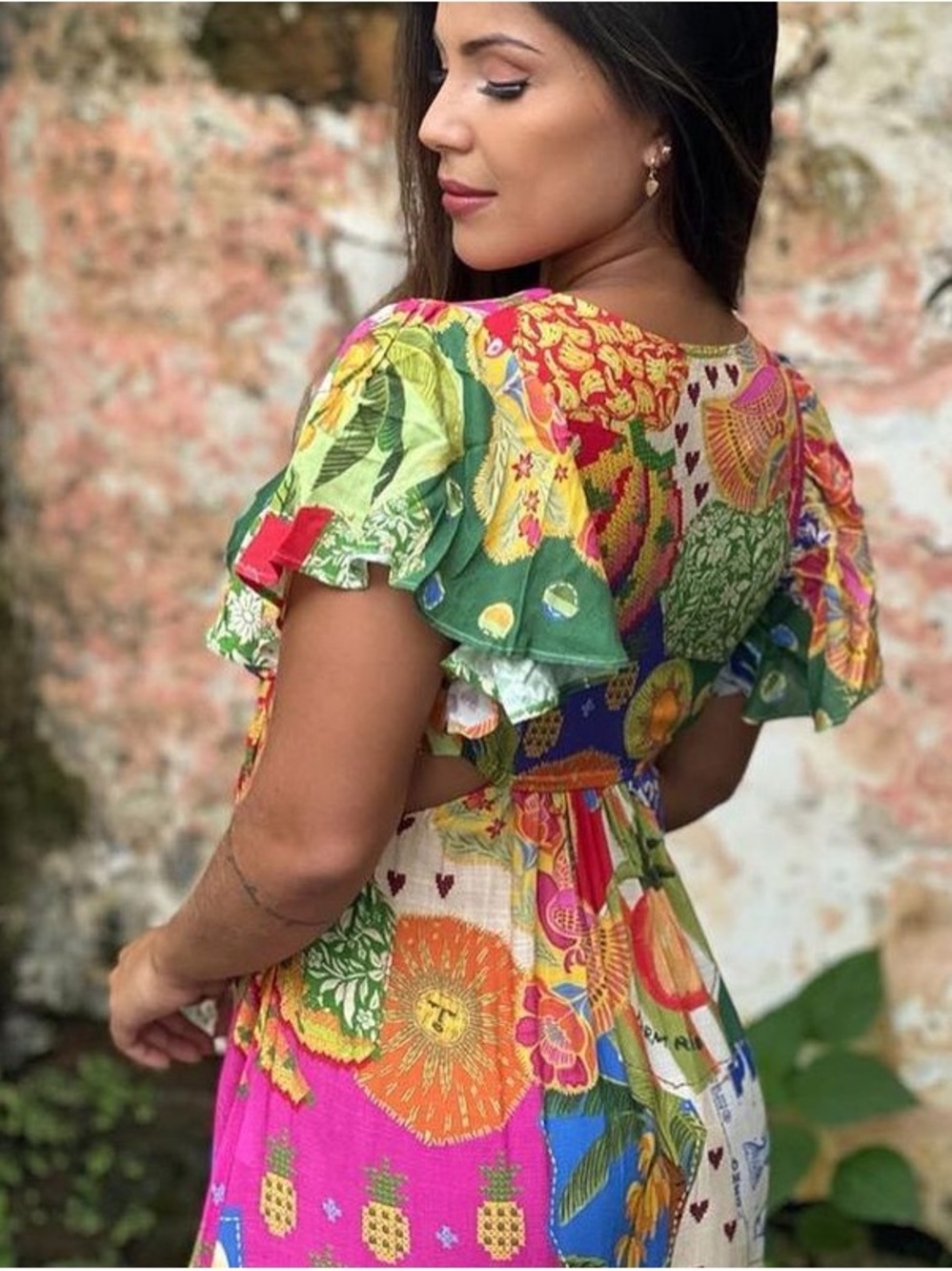 FARM Rio Multicolor Floral Patchwork High-Low Maxi Dress - Picture 3 of 9